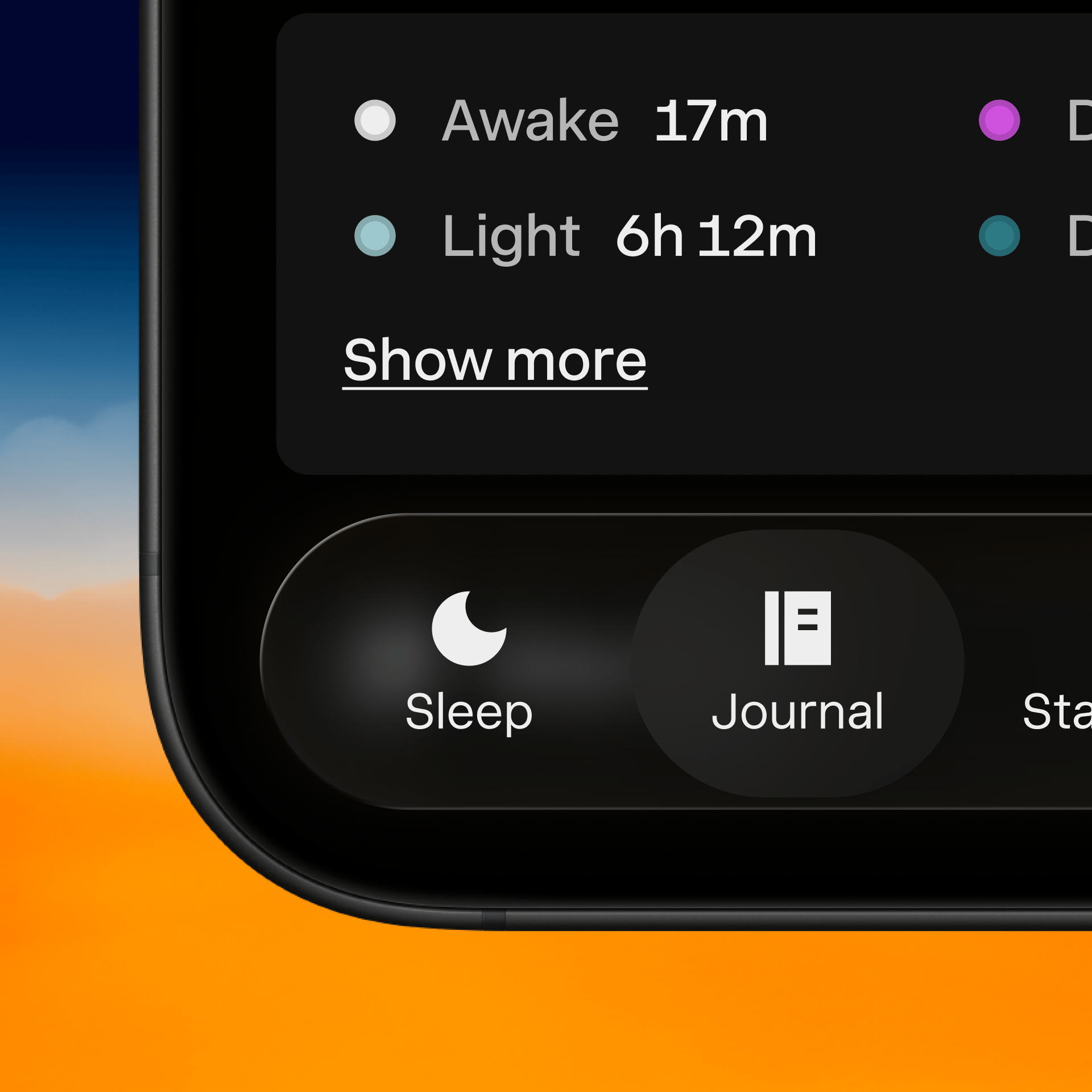 Sleep Cycle UI Liquid Glass Menu