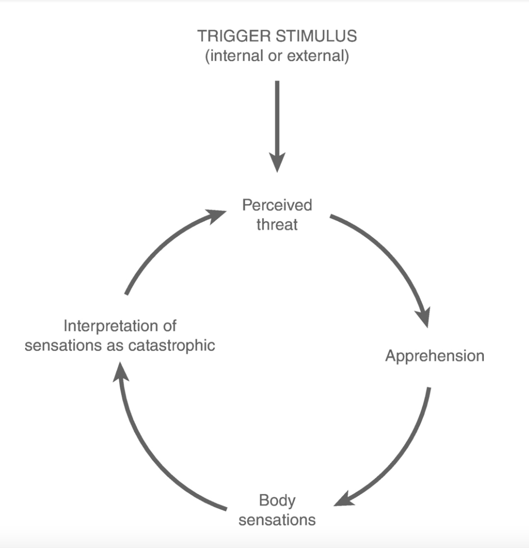 Graphic representing the cognitive model of panic disorder.