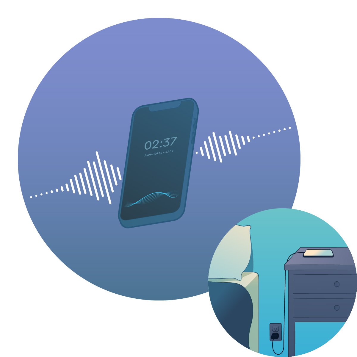 Sleep Cycle technology - graphic showing motion detection through microphone